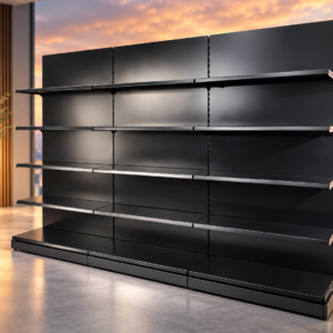 Wandregal mit glatten Metallrückwänden