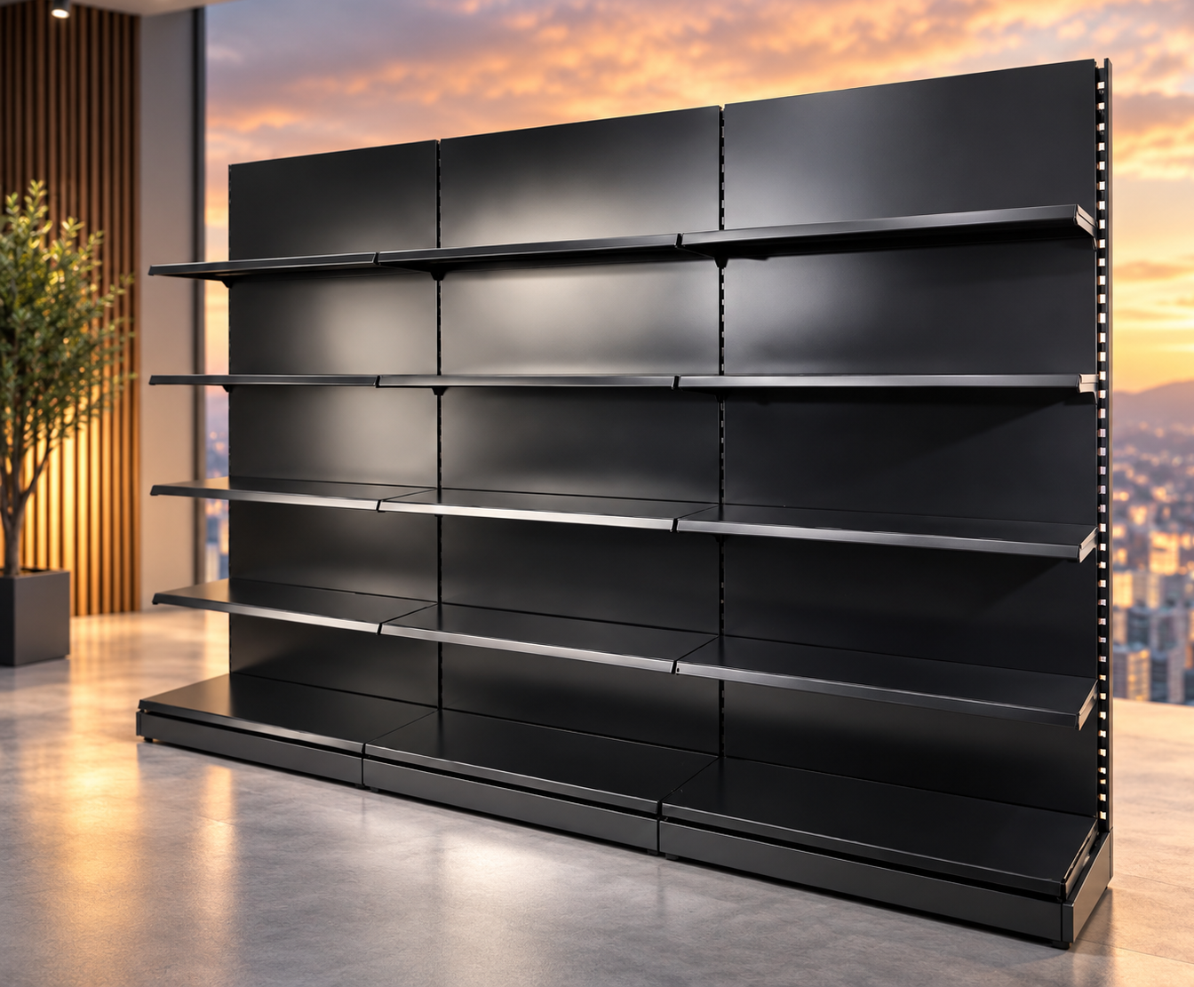 Wandregal mit glatten Metallrückwänden