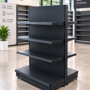 Gondelregal mit glatten Metallrückwänden